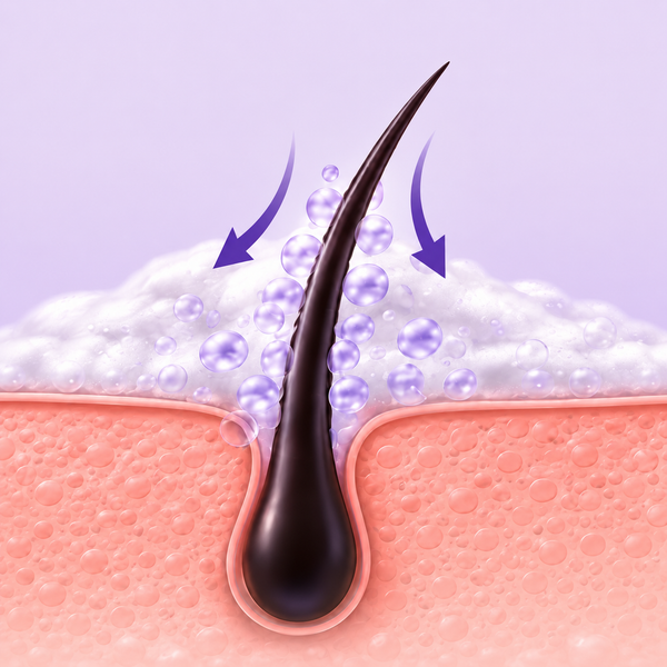 Foam absorbs into the follicle